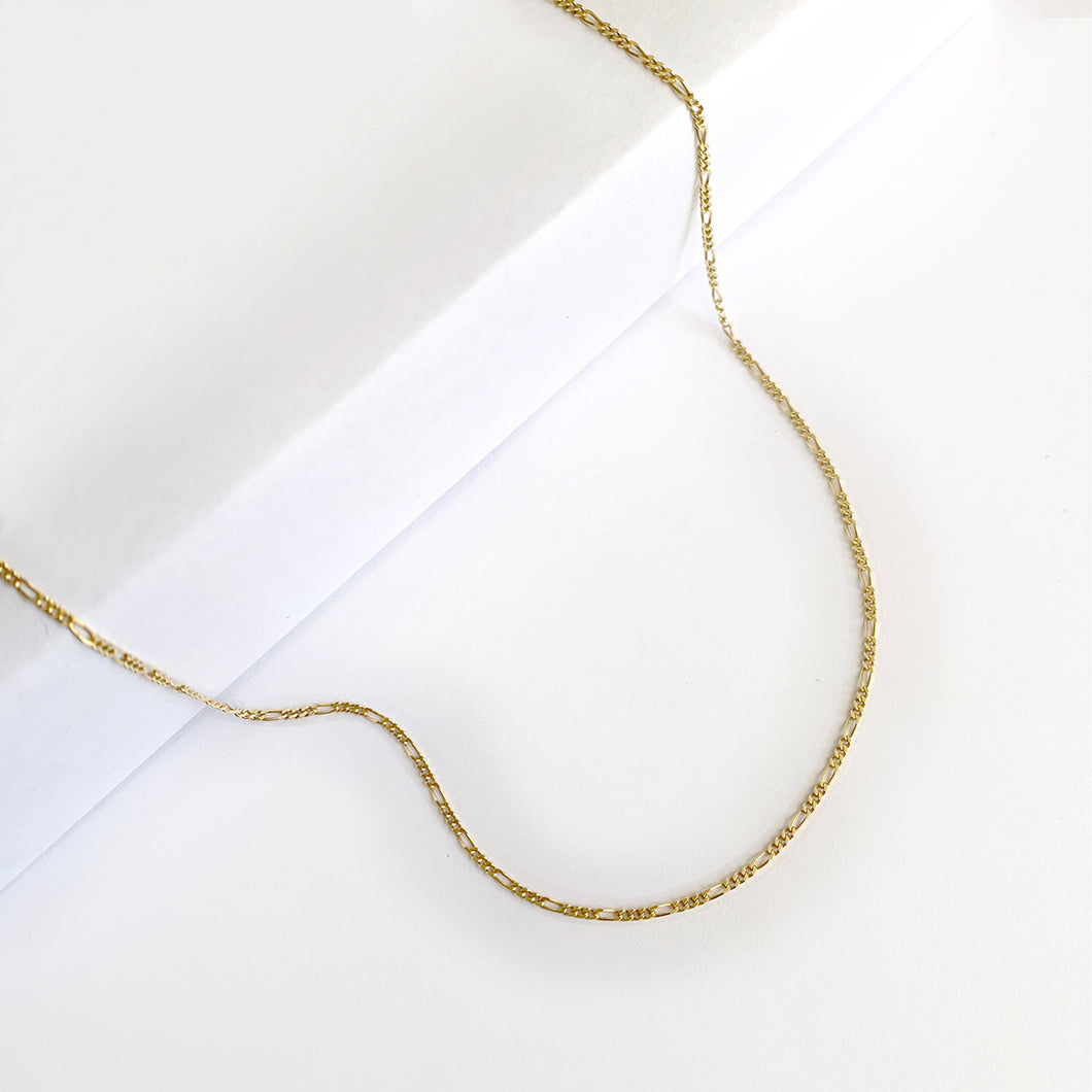 Gold Plated - Sterling Silver Micro Figaro Necklace